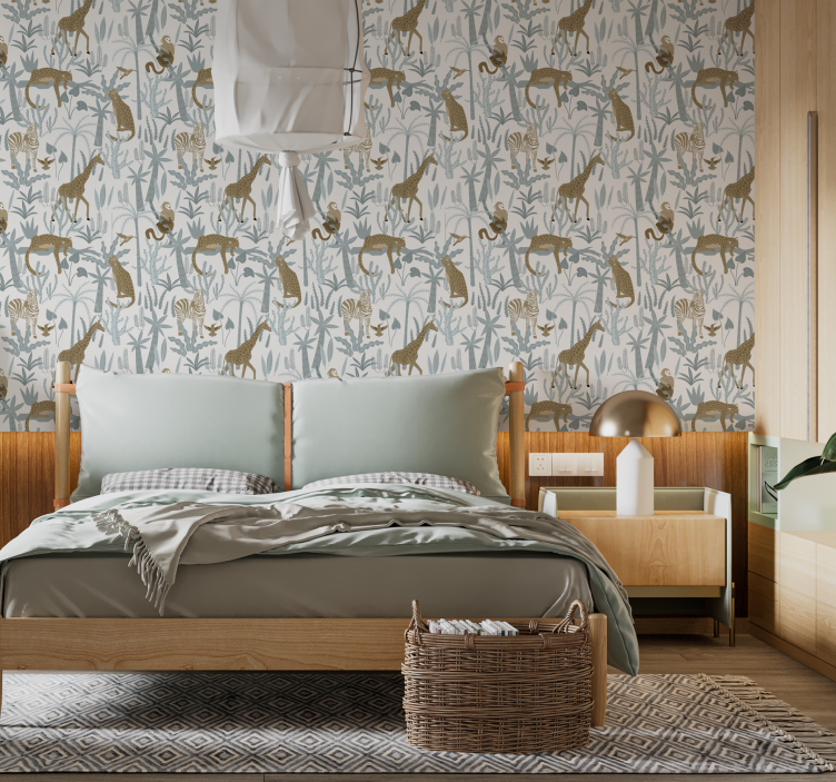 主卧墙纸 彩色古老森林圖案 - TenStickers