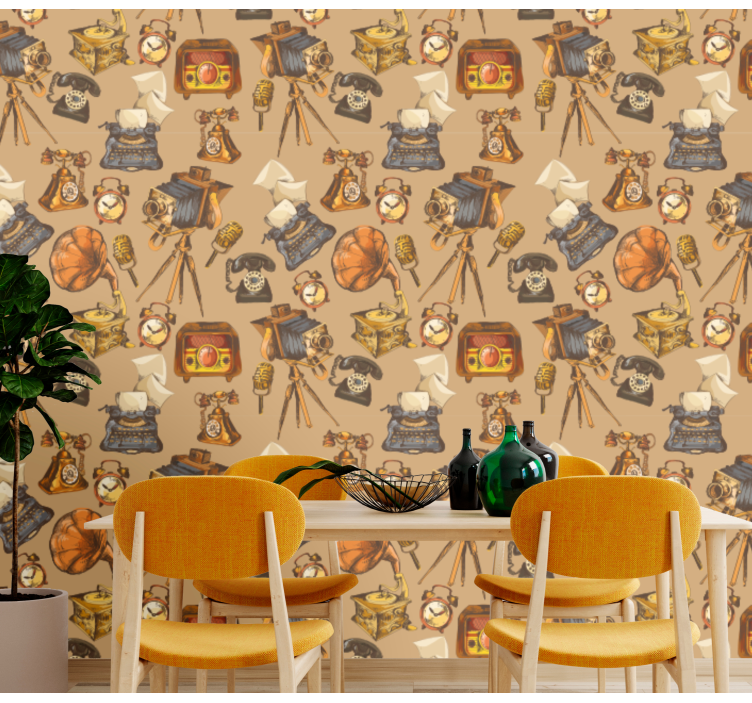 传统墙纸 复古物品拼贴 - TenStickers
