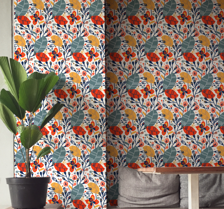 墙纸性能 花叶设计 - TenStickers