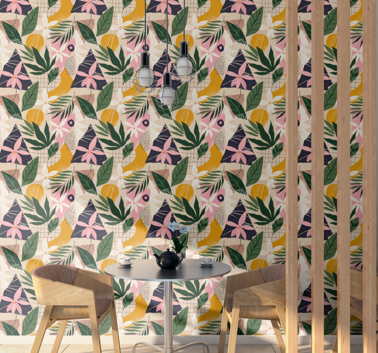 墙纸性能 热带植物图案 - TenStickers