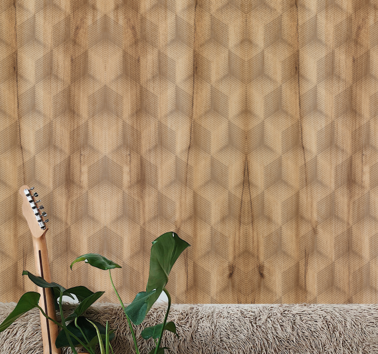 质感壁纸搭配3d立方体图案 - TenStickers