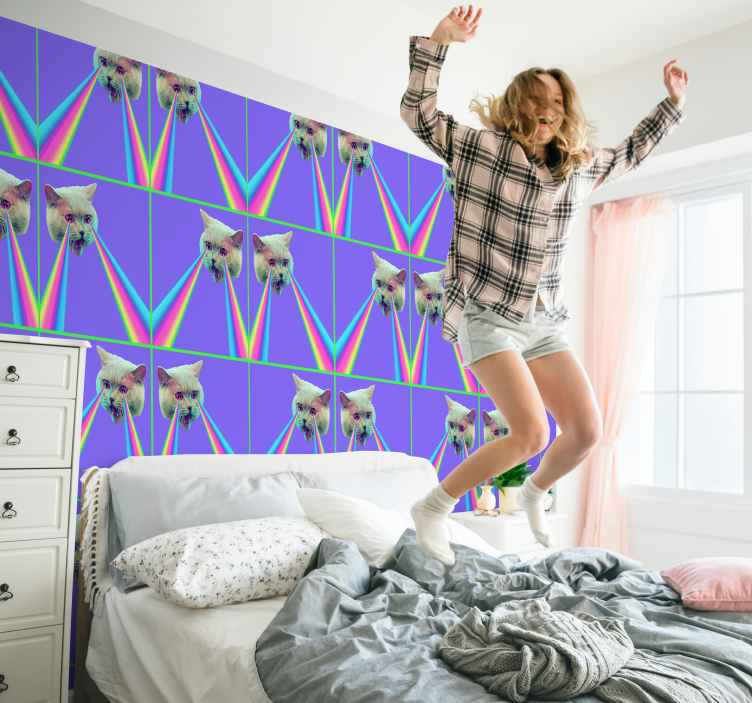 蒸气波激光猫壁纸 - TenStickers