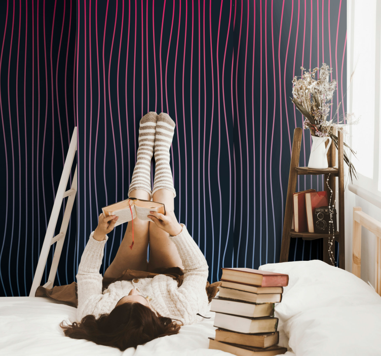 Vaporwave 条纹 垂直 壁纸 - TenStickers