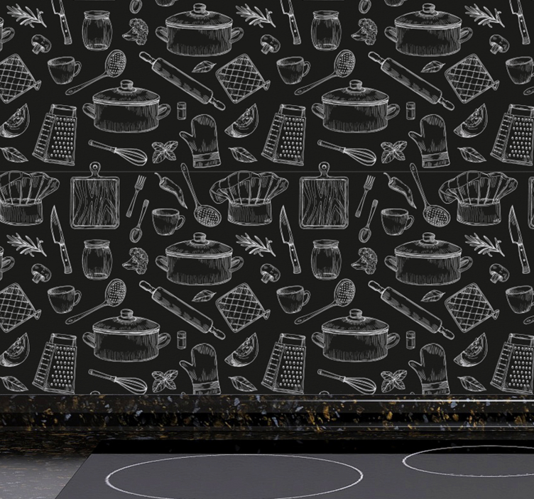 建筑墙纸 厨房用具草图 - TenStickers