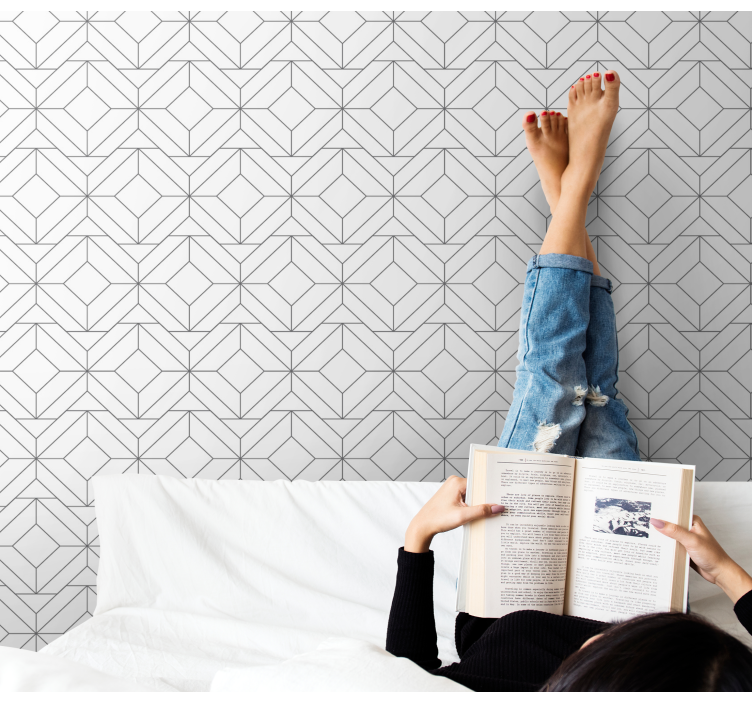 几何墙纸 立方体图案 - TenStickers