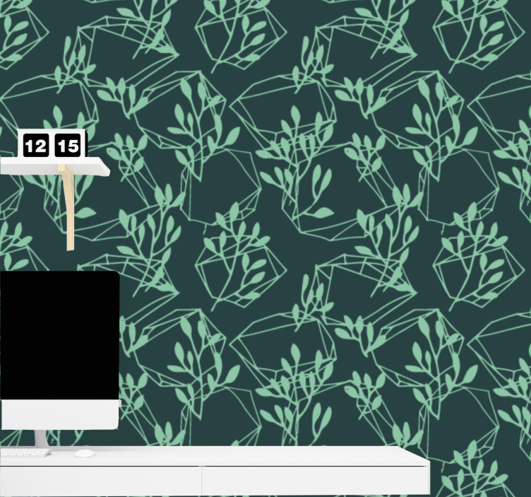 几何墙纸 几何树叶图案 - TenStickers