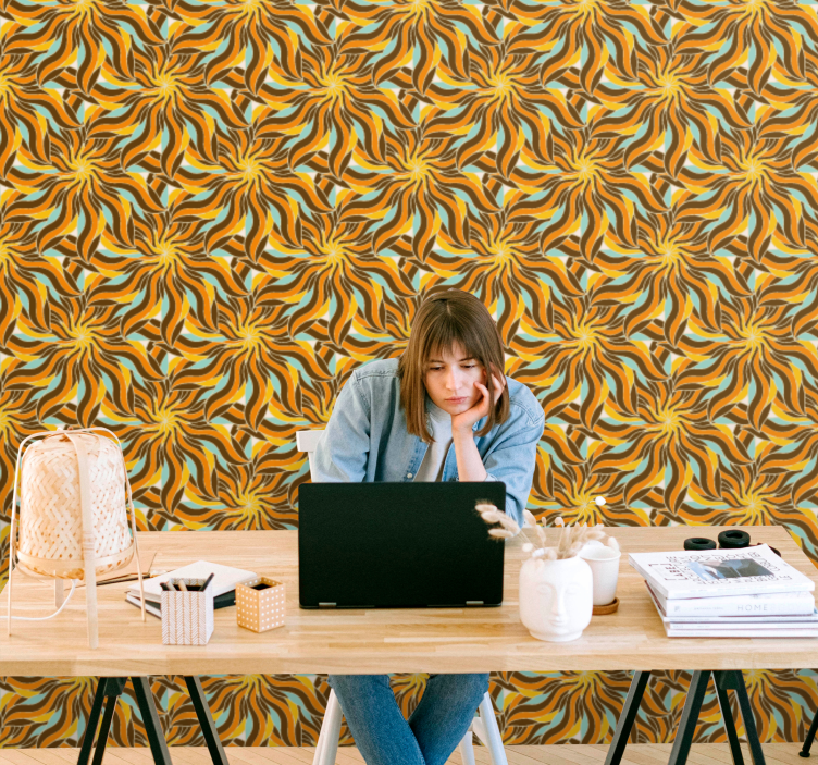 几何墙纸 复杂的漩涡图案 - TenStickers