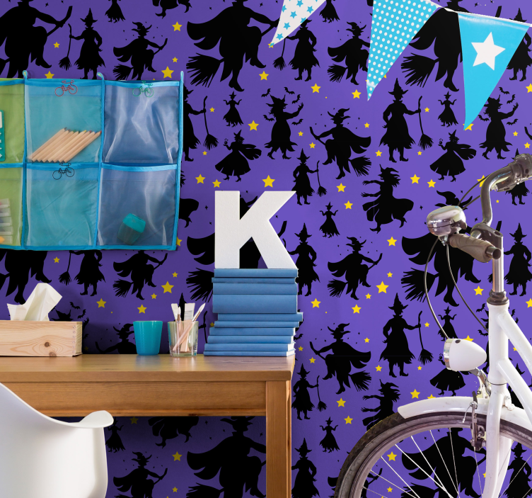 墙纸万圣节 女巫剪影 - TenStickers