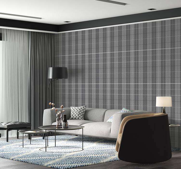 方形墙纸 灰色苏格兰图案 - TenStickers