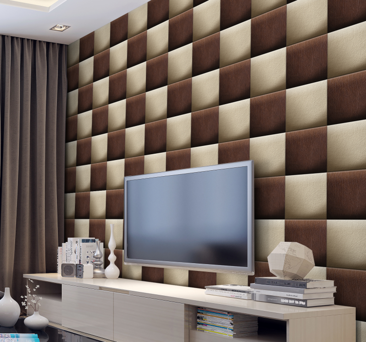 方形墙纸 皮革棋盘图案 - TenStickers