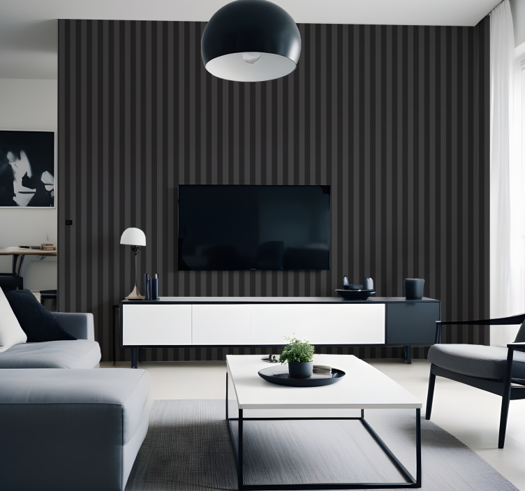 竖条纹墙纸 黑色阴影 - TenStickers